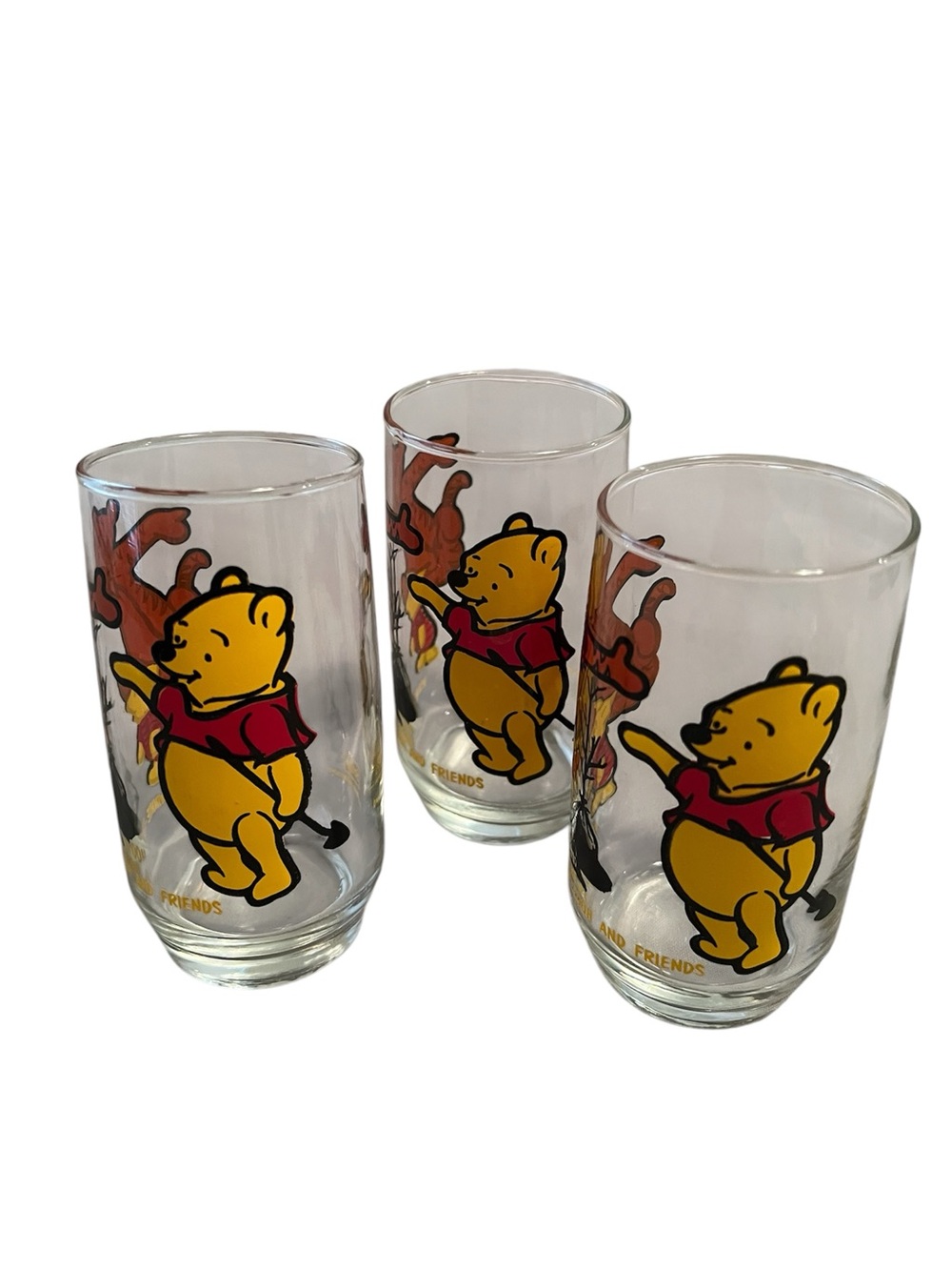 Winnie the Pooh and Friends Vintage 1970’s Glass Tumblers from Sears - Set of 3